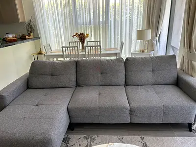 Modern Grey L-Shaped Recliner Sofa – Excellent Condition