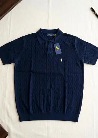 Navy Ralph Lauren Short Sleeve Polo Sweater - New With Tags, Medium