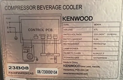 Kenwood Compressor Beverage Cooler 67L - Compact Drink Fridge