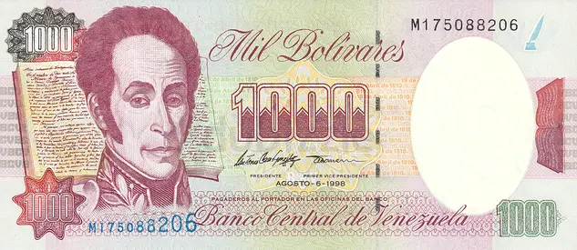 VENEZUELA 1000 BOLIVARES BANKNOTE 1998