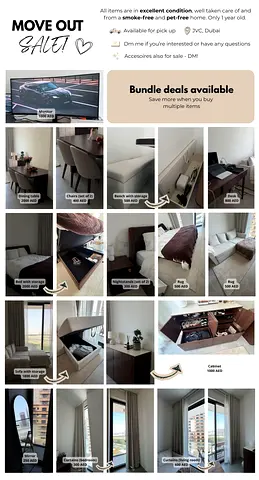 Move-out sale: Living  bedroom furniture bundle: sofa, bed, dining set, TV unit