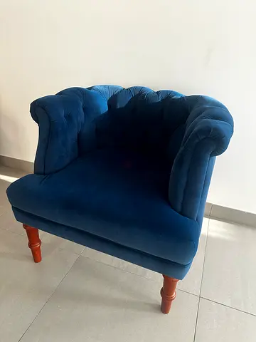 Walls Nation beautiful arm chair in blue velvet
