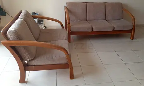 Wooden frame 3 and 2 seater sofas good condition
