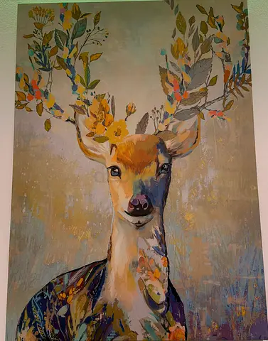 Framed Colorful Deer Painting - Large Wall Art