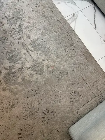 Neutral grey patterned area rug - good condition