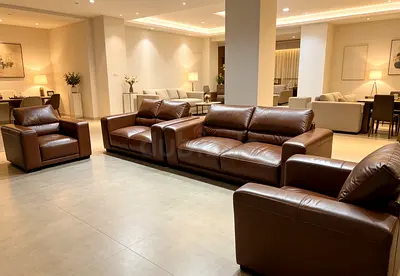 Genuine Brown Leather Sofa 7 Seater  Excellent Condition