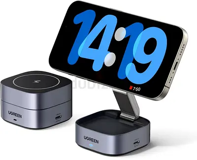 UGREEN Foldable 2-in-1 MagFlow Wireless Charging Station for Apple Magsafe Charger, ( Fix Price )