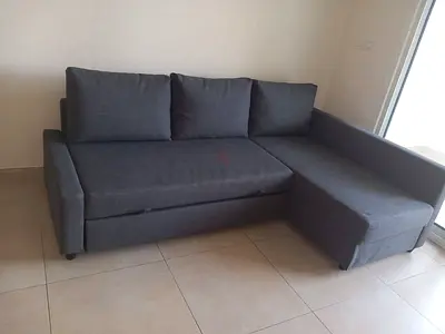 Grey L-shaped Corner Sofa bed with Chaise - Good Condition