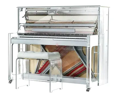 Steiner HU-125A Crystal Upright Piano - Silver