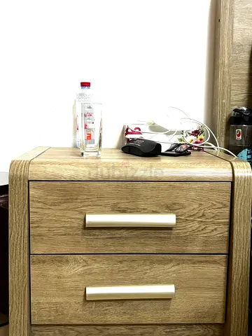 Oak Finish Two Drawer Nightstand