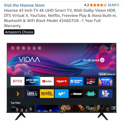 Hisense 43 4K UHD Smart TV - Good Working Condition