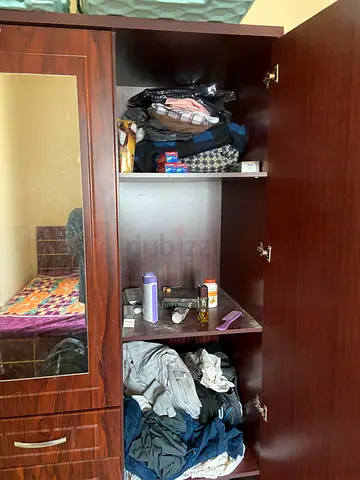 Used Wooden Wardrobe with Mirror - Good Condition