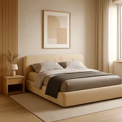Luxury Upholstered Fabric Bed Frame With Mattress. Stylish Double Size Ambassador Fabric Bed Frame