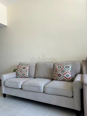 Comfortable 3-Seater Grey Fabric Sofa