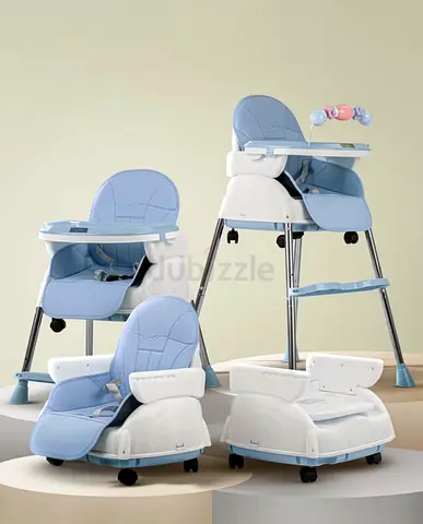 3-in-1 Convertible Baby High Chair, Booster and Recliner - Light Blue