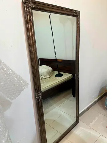 Full-Length Ornate Framed Wall Mirror - Bronze Finish