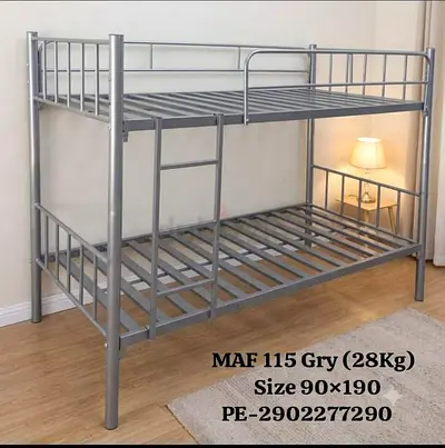 Sturdy Metal Bunk Bed Frame in Grey