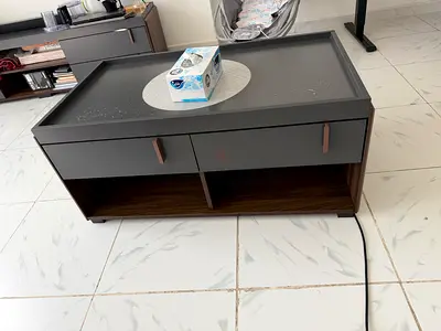 Modern Grey Coffee Table with Drawers and Storage