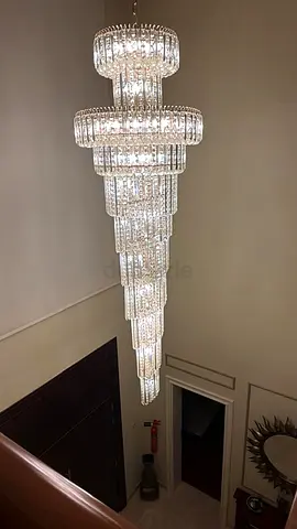 Large Crystal Tiered Chandelier — Modern Grand Pendant Light