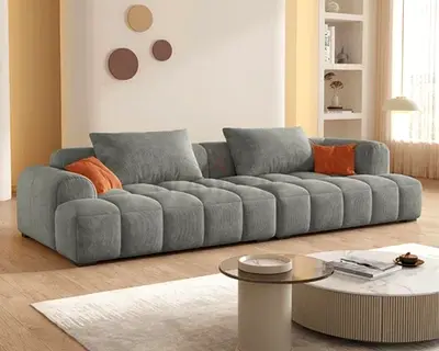 Modern Gray Modular Sofa with Tufted Design