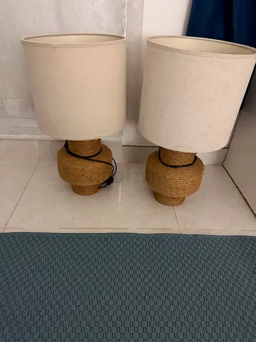 Rope-wrapped table lamps
