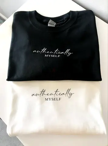 Pair of Authentically Myself Crewneck Sweatshirts - Black  White, Unisex