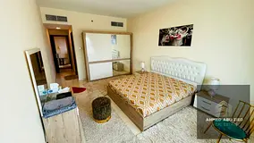 Largest Furnished 1BR New Furniture for Annual Rent in Orient Towers Ajman - Open Sea View - Closed