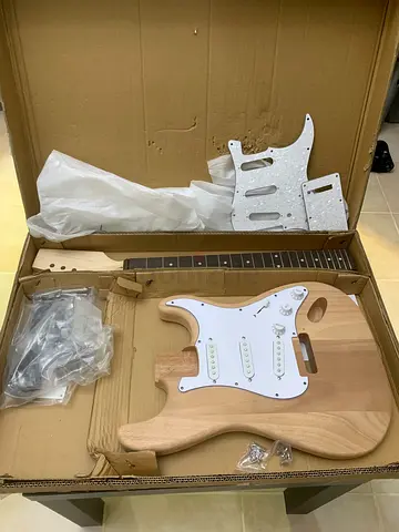Unfinished Strat-style Electric Guitar Body  Parts Kit - Natural Wood