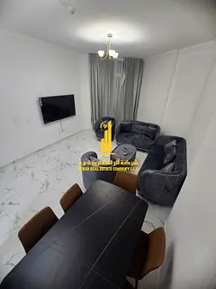 Sea view. Luxury apartment, brand new, two bedrooms, living room, and open balcony. Ajman, Oasis Tow