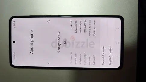 Samsung A52 5g in white with quad rear cameras - good condition
