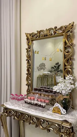 Ornate Gold Wall Mirror with Console Table