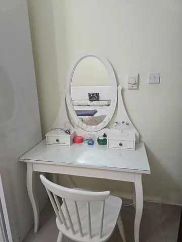 White Vanity Dressing Table with Mirror and Chair