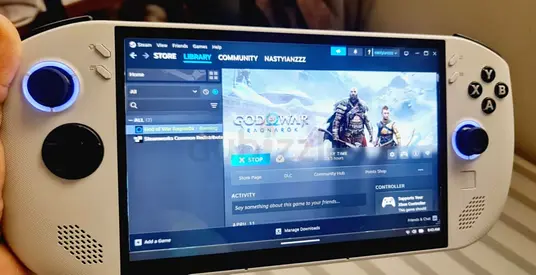 Handheld Windows/Steam gaming console (Steam Deck-style) in white, working condition