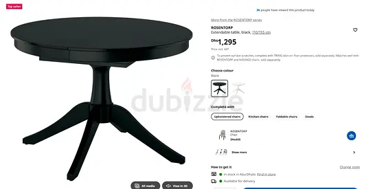 Black Oval Dining Table with Pedestal Base - Good Condition