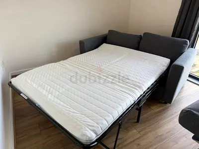 Gray 3-Seater Sofa Bed with Ikea vimle Mattress - Good Condition