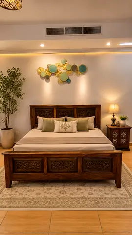 Handcrafted Solid Wood King Size Bed Set
