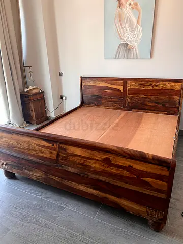 Solid Wood Bed with Two Night Stands