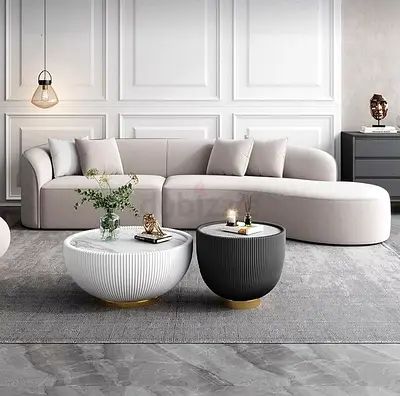 Modern Curved Light Grey Fabric Sofa — Left-Sectional Lounge