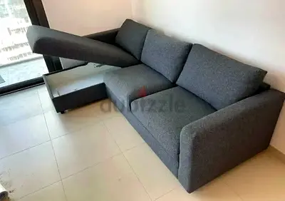 3-seater IKEA vimle L-shaped Grey Fabric Sofa bed with Storage Chaise