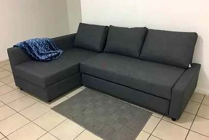Grey L-Shaped Sofa with Chaise Lounge