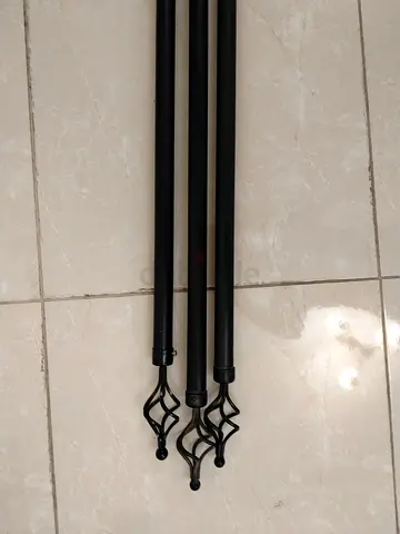 Set of 3 Black Decorative Curtain Rods with Finials