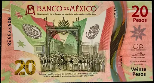 MEXICO 20 PESOS COMMEMORATIVE BANKNOTE 2022