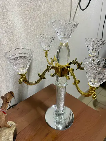 Elegant Crystal and Gold Candelabra Home Decor