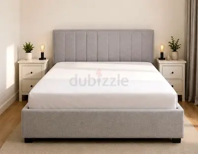 King-Size Bed Upholstered with Lift Storage PLUS IKEA Mattress