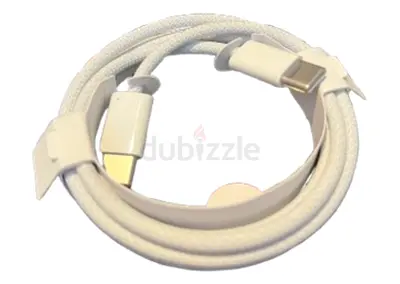 White braided USB-C to USB-C charging/data cable - New