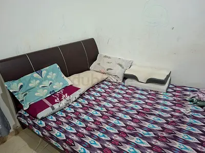 Double bed frame with headboard and mattress (used)