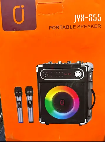 JYX-S55 Portable LED Karaoke Speaker with 2 Wireless Mics