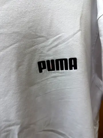 White Puma T-shirt with Black Logo — Size M, Gently Used