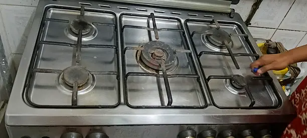 Used 5-Burner Stainless Steel Gas Stove - Good Working Condition