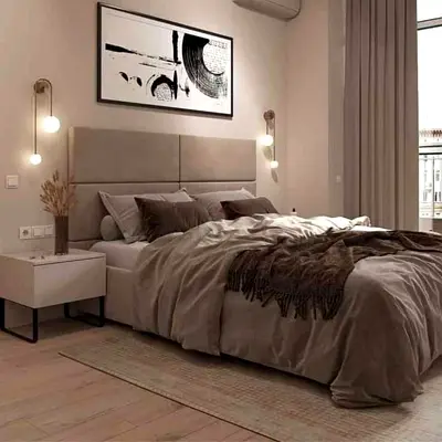 King Size Modern Upholstered Bed Frame with Padded Headboard